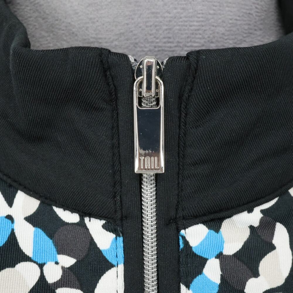 Tail Golf Top Womens Large Black White Blue Print Quarter Zip Short Sleeve - Picture 8 of 13